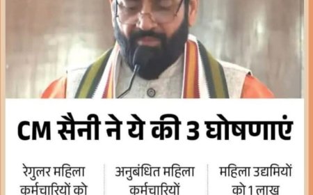 हरियाणा में महिलाओ की कैजुअल लीव 20 से बढ़कर 25 की गई *मुख्यमंत्री हरियाणा*
